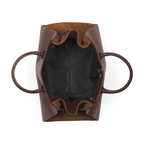 Viral Anna Paola Genuine Bruciato Brown Italian Leather & Suede Satchel Tot… - Picture 15 of 15